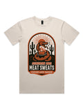 Beige t-shirt with Sonoran BBQ graphic design on a white background