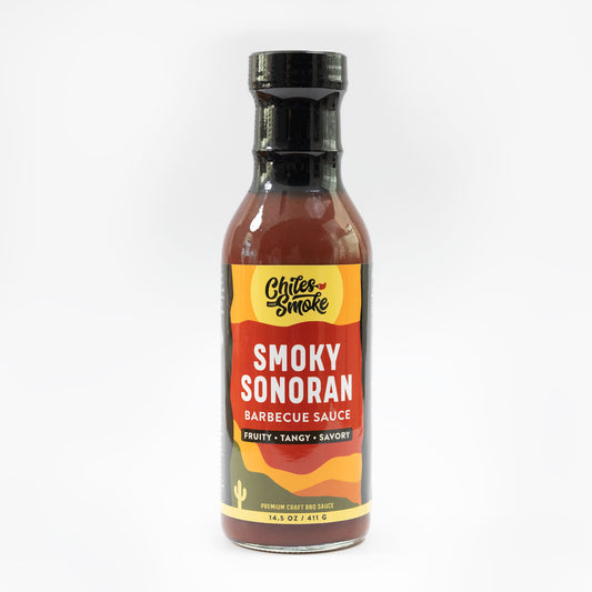 Chiles and Smoke Smoky Sonoran Barbecue Sauce 14.5 oz bottle on a white background